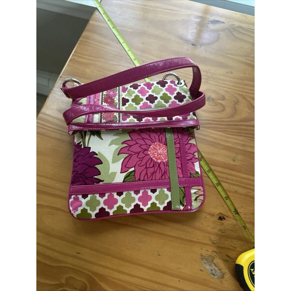 NEW Vera Bradley Flipster Small Pink Green Cross Body Bag Purse Hello Dahlia